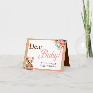 Boho Pink Bear Baby shower Chère carte de table po