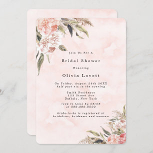 Boho Pink Peony Pampas Invitations de douche nupti