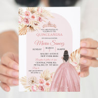 Boho Pink Princess Floral Mis Quince Invitation