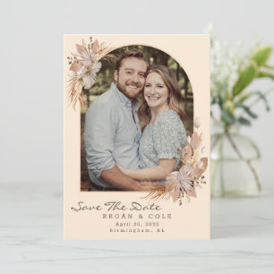 Boho Pompas Grass Enregistrer La Date Carte Mariag