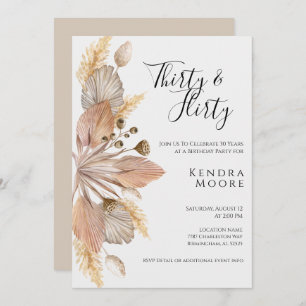 Boho Pompas Grass Trente et Flirty Invitation Anni