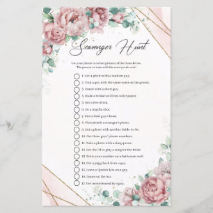 Boho poudre rose roses verdure Scavenger Chasse