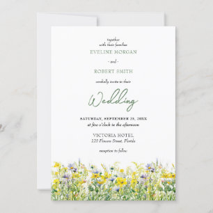 Boho printemps faire-part de mariage fleurs sauvag
