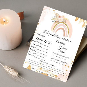 Boho pronostics & conseils baby shower jeu Carte