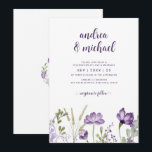 Boho Purple Fleur sauvage Grass Wedding Invitation<br><div class="desc">Invitations de mariage Fleur sauvage violet : Ces invitations de mariage de porc sont faites de fleurs sauvages violets et lavande jumelés à l'herbe et à la verdure. J'ai utilisé un script moderne et amusant pour vos noms et votre ligne de réception.</div>