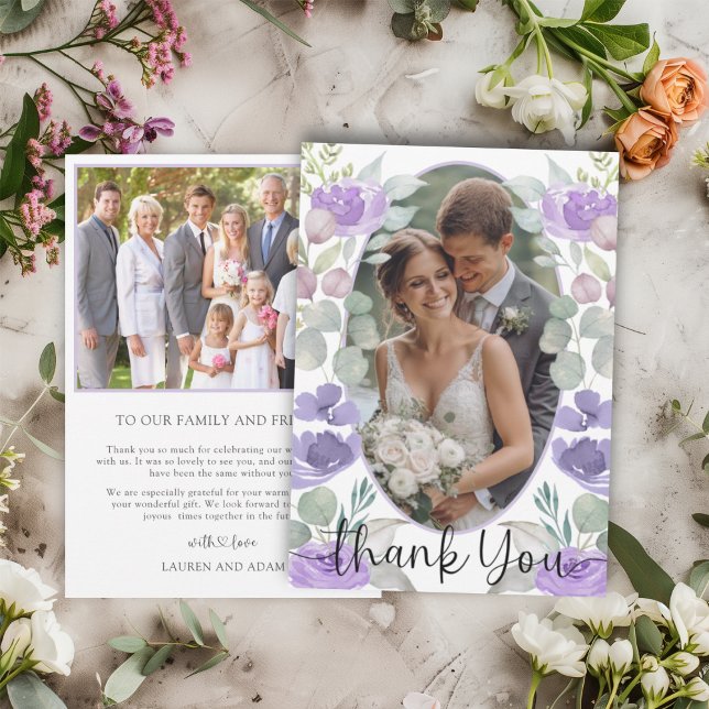 Boho Purple Mariage Floral Merci (Créateur téléchargé)