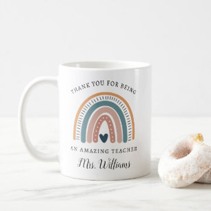 Boho Rainbow Appréciation de l'enseignant Nom Mug 