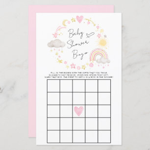 Boho Rainbow Baby Girl Shower Bingo Jeu