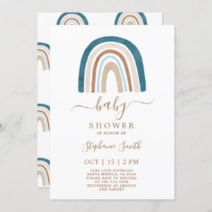 Boho Rainbow Baby shower Invitation garçon