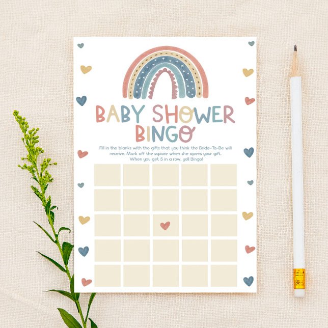 Boho Rainbow Bingo Baby shower Jeu (Créateur téléchargé)