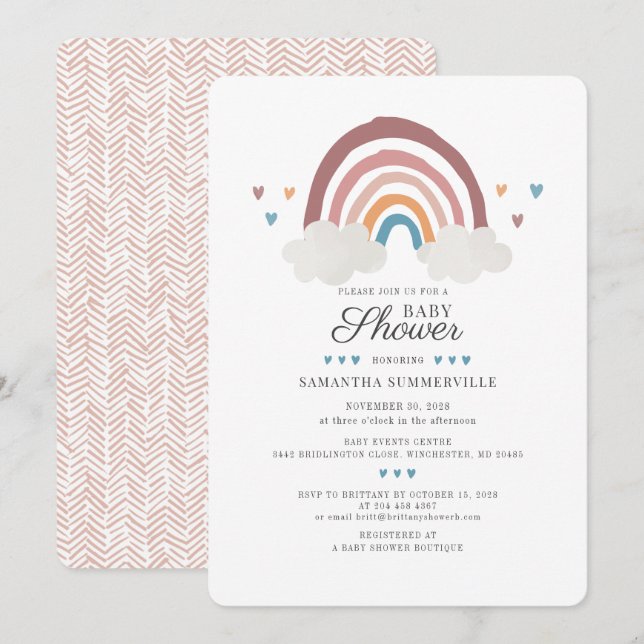 Boho Rainbow Chic Watercolor Baby shower (Devant / Derrière)
