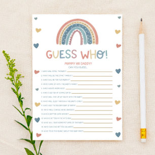 Boho Rainbow Devine Qui ! Jeu baby shower
