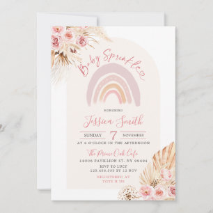 Boho Rainbow Floral Baby Sprinkle Invitation