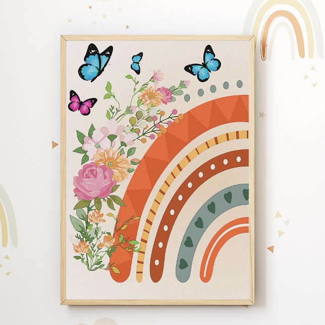 Boho Rainbow Flower Nursery Print Kids Room Poster (Créateur téléchargé)