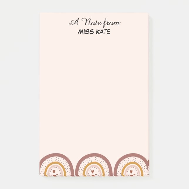 Boho Rainbow Hearts Post-it N personnalisé pour en (Devant)