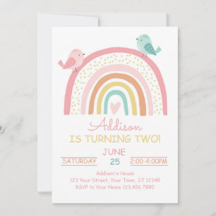 Boho Rainbow Invitation d'anniversaire
