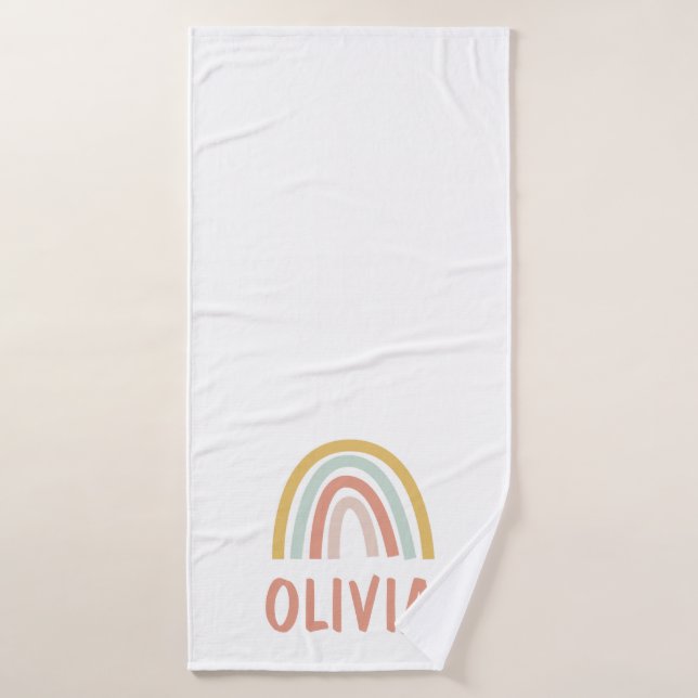 Boho Rainbow Kids Personnalisé (Serviette de bain)