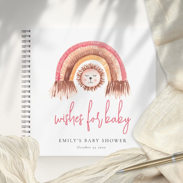 Boho Rainbow Lion Baby shower rose livre d'hôtes (Créateur téléchargé)