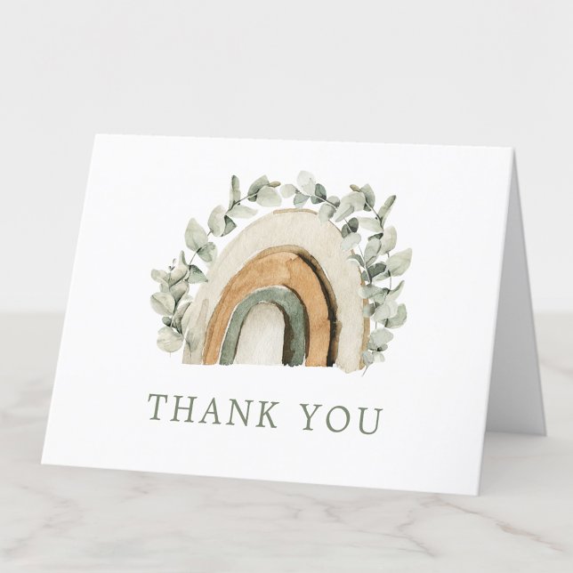 Boho Rainbow Merci (Boho Watercolor Rainbow Thank You Card by Painted Paperie
)