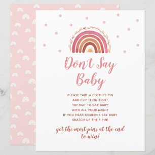 Boho Rainbow ne pas dire Baby shower jeu
