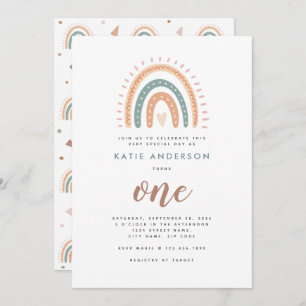 Boho Rainbow Pastel Première Invitation d'annivers