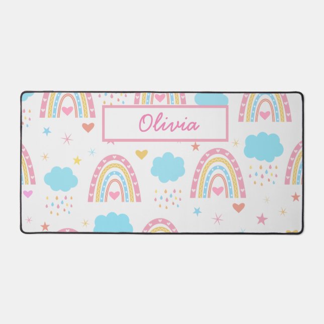 Boho rainbow pattern with clouds Personalized  (Recto)