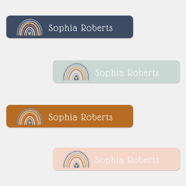 Boho Rainbow Thème Waterproof Kids Nom Étiquette (Groupe)