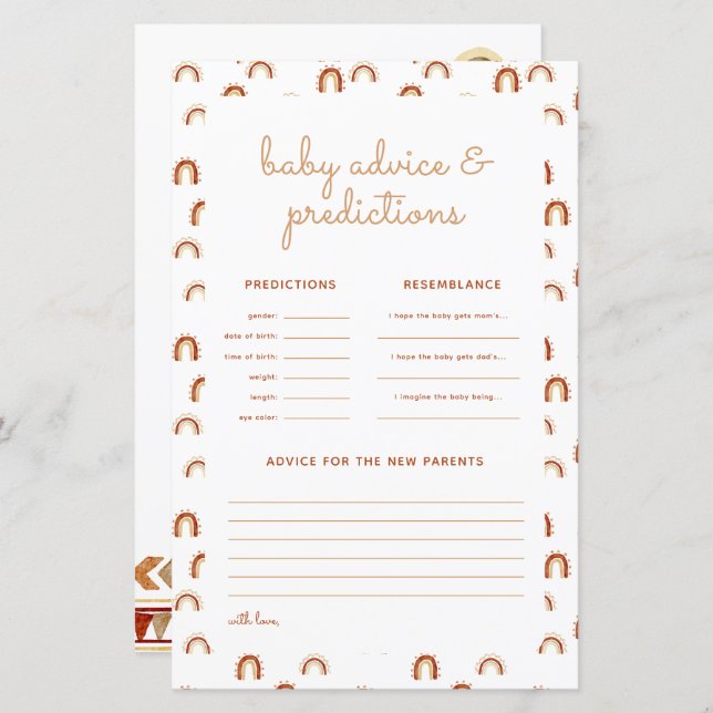 Boho Rainbow Tribal Plantes Predictions Jeu (Devant / Derrière)