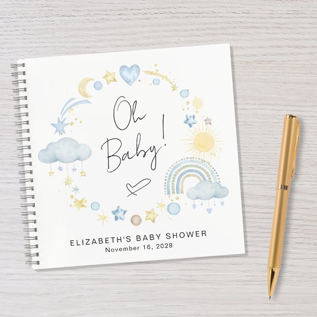 Boho Rainbow Watercolor Boy Baby shower Livre d'or (Créateur téléchargé)