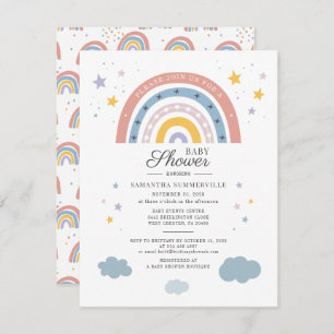 Boho Rainbow Watercolor Script Baby shower