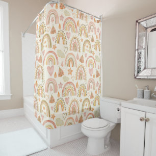 Boho Rainbows Earthy Terracotta Douche Rideau