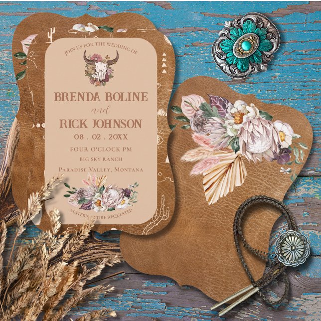 Boho Ranch Desert Tan Faire-part de mariage (Créateur téléchargé)