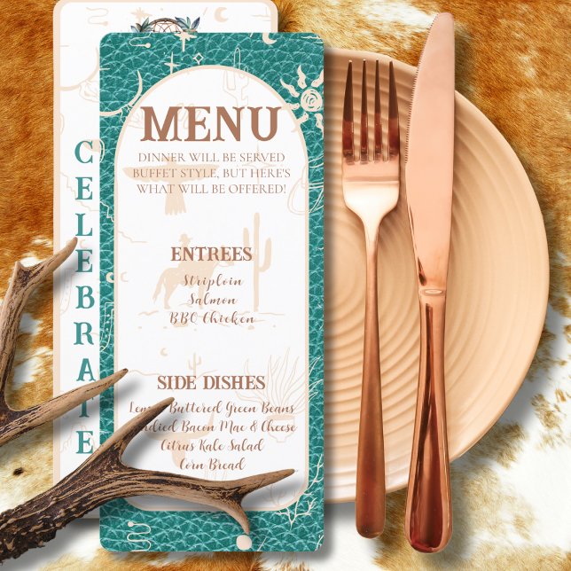 Boho Ranch Turquoise Mariage Flat Menu (Créateur téléchargé)