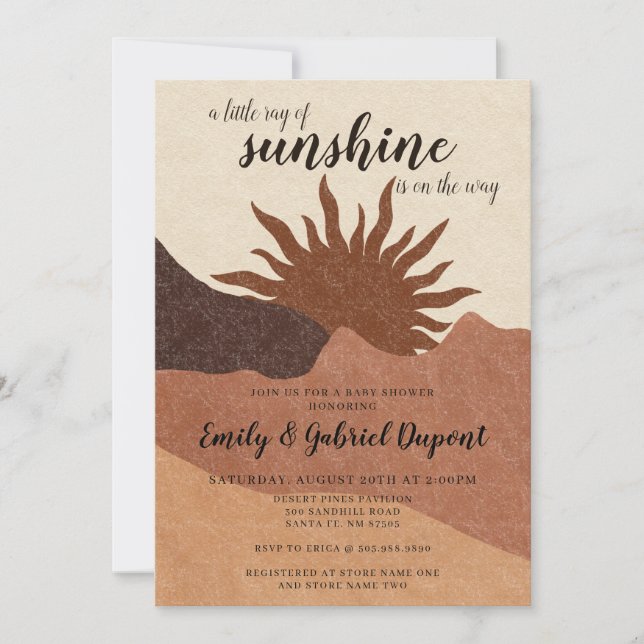 Boho Ray Of Sunshine Baby shower Invitation (Devant)