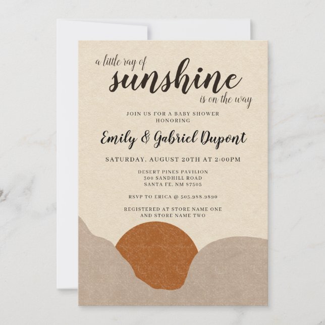 Boho Ray Of Sunshine Baby shower Invitation (Devant)