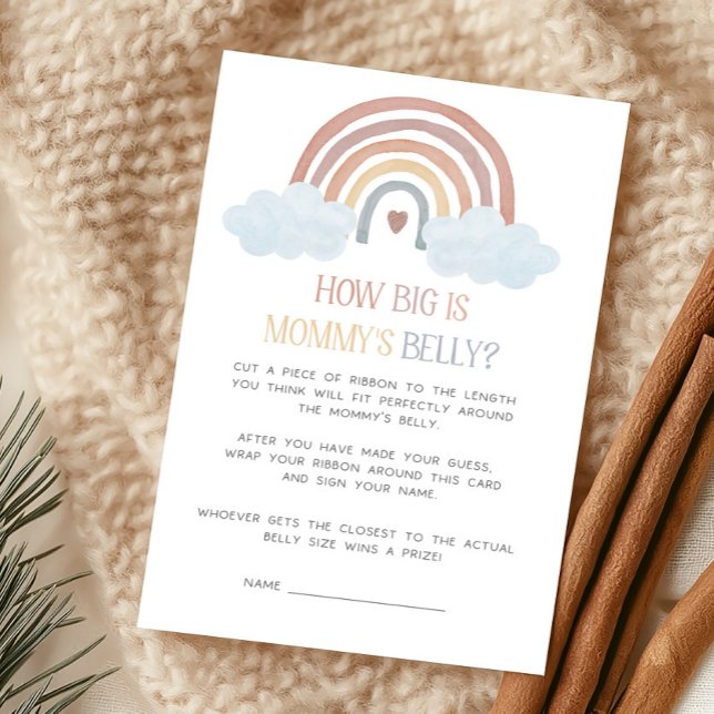 Boho Rayon de Soleil Quel est la Taille du Ventre  (Boho Rainbow Baby Shower How Big Is Mommy's Belly Game)