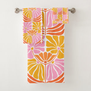 Boho Retro Floral Rose Orange Mustard