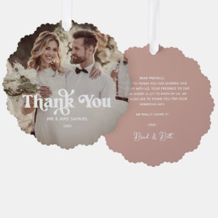 Boho Retro Mariage Merci ornement de papier photo