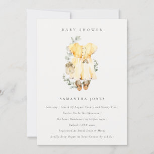 Boho Robe Jaune Foliage Fille Invitation Baby show
