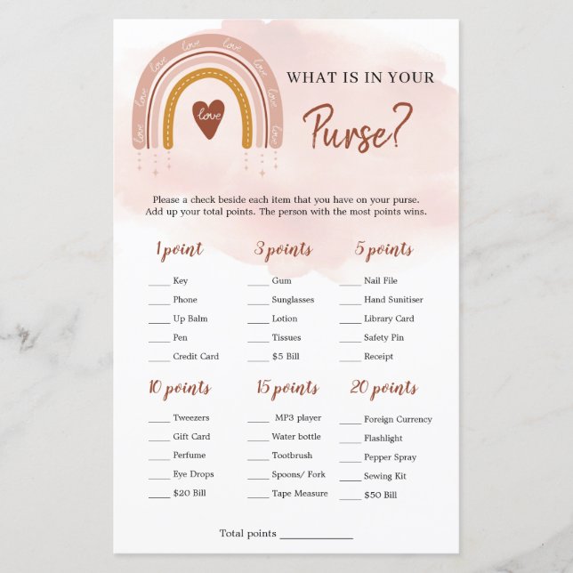 Boho rose arc-en-ciel Ce qui est dans votre jeu de (Devant)