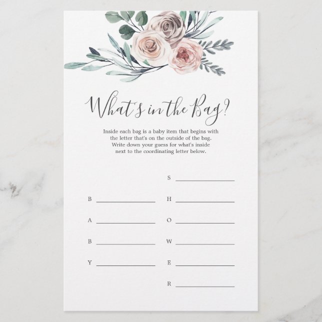 Boho Rose Baby shower Devinez ce qu'il y a dans le (Devant)