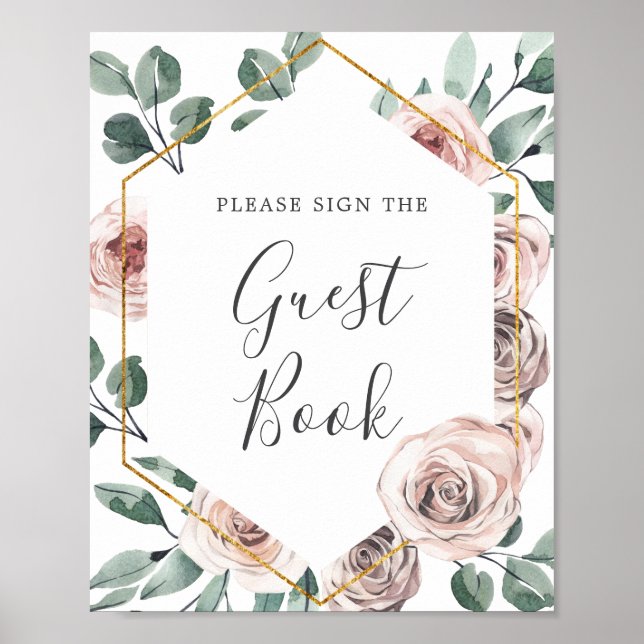 Boho Rose Baby shower Livre d'or (Devant)