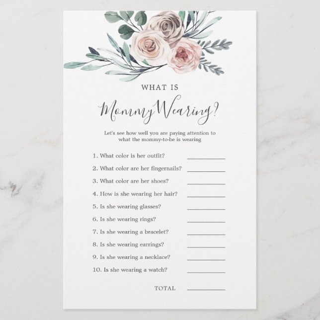 Boho Rose Baby shower Qu'est-ce que maman porte (Devant)