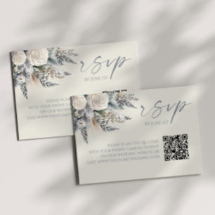 Boho Rose Floral QR Code Mariage RSVP Carte