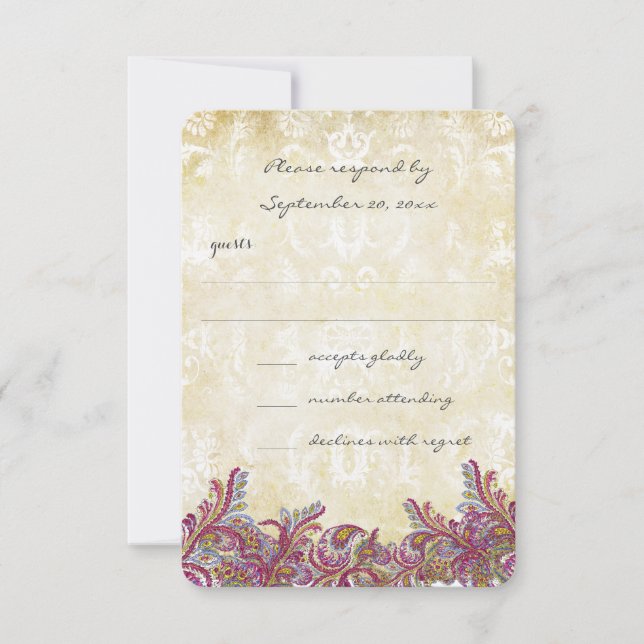 Boho rose framboise Réponse Mariage florale RSVP (Devant)