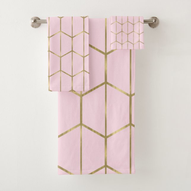 Boho Rose Hexagone Or et Glam Géométrique (En situation)