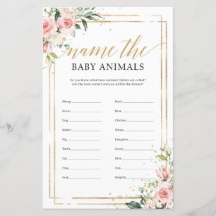 Boho rose poudré floral or nommer les bébés animau