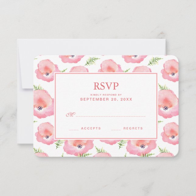Boho Rose Rose Floral Aquarelle - Mariage RSVP (Devant)
