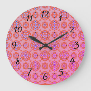 Boho rose violet bleu Motif Acrylique Horloge mura