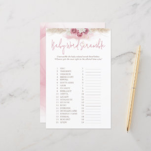 Boho Rose Word Scramble Baby shower Jeu